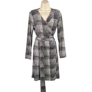 Banana Republic Wrap Dress Size Medium Plaid Office Chic Workwear Stretch